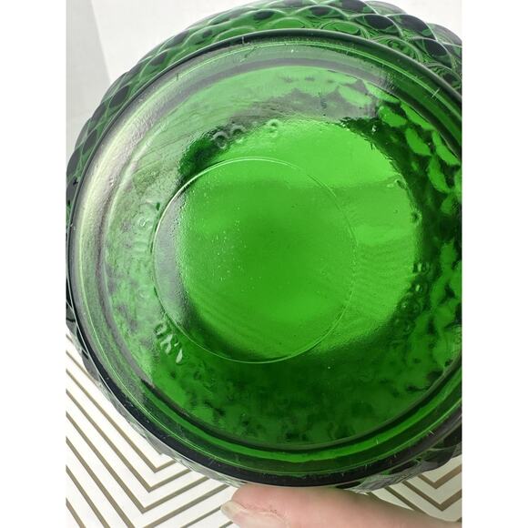 Vintage E O Brody Emerald Green Glass Bowl Vase Planter Fish Scale Scalloped USA - Picture 5 of 5